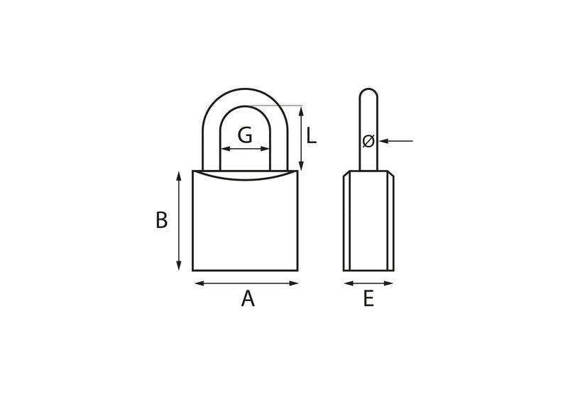 Hardened steel shackle brass padlock