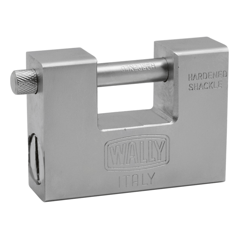 Rectangular one-piece hardened steel padlock